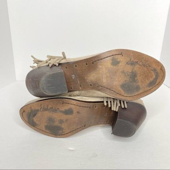 Sam Edelman Louie‎ Fringe Bootie Gray Suede Western Cowboy Cowgirl Heeled Ankle - Picture 6 of 6